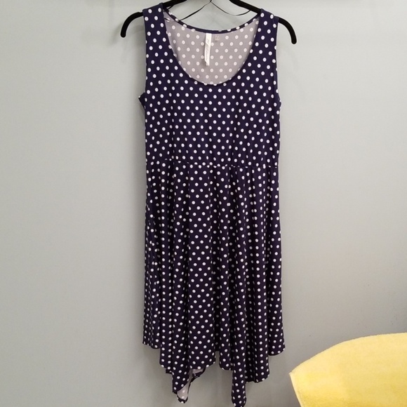 NY Collection Dresses & Skirts - NY Collection Navy and White Polka Dot Dress in M